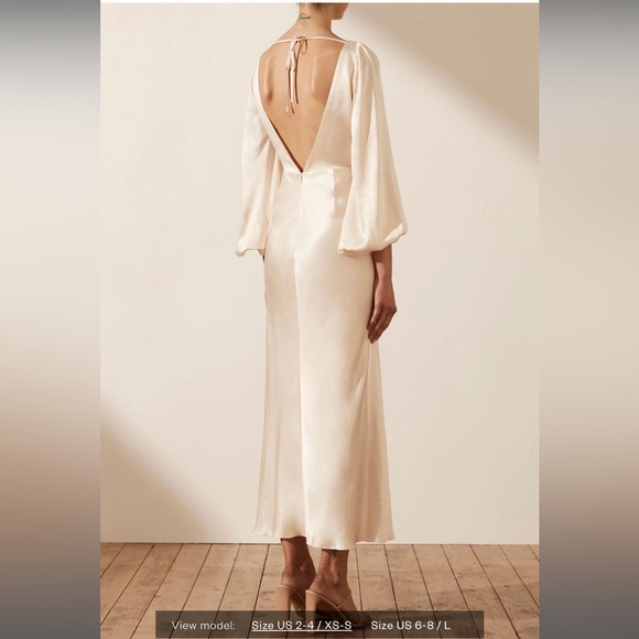Shona Joy La Lune Balloon Sleeve Backless Midi Dress - Cream - Picture 3 of 3